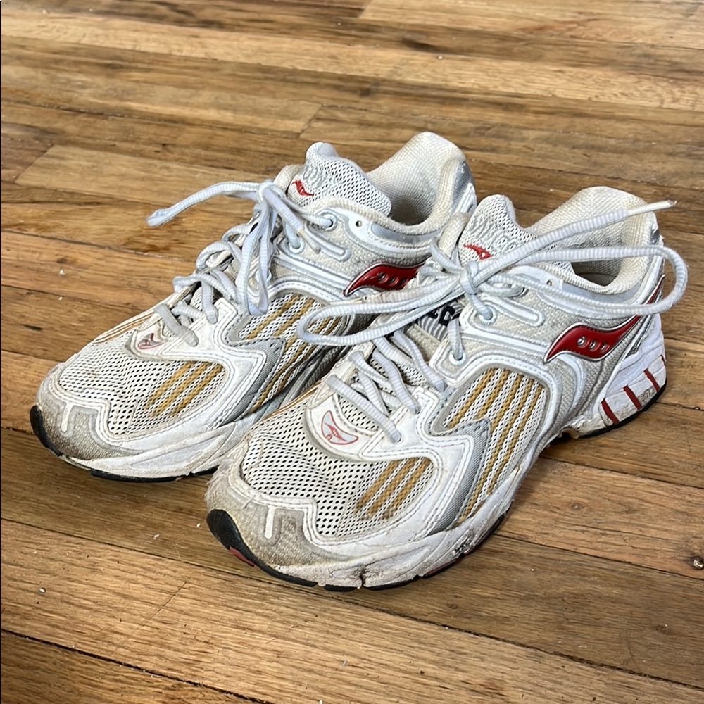 Saucony White and Red Running Shoes